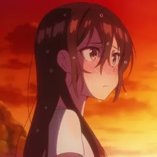 🍫 443fd103 애니메이션, 소녀, 슬픈, 물, 울음, 일몰 whatsapp sticker