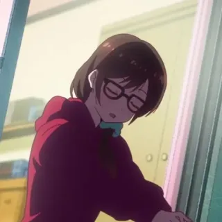 🍫 507c0a3c 애니메이션, 여자, 안경, 후드티, 실내 whatsapp sticker