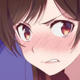 🍫 85210f4e 애니메이션, 만화, 화난, 불쾌한, 소녀, 표정 whatsapp sticker