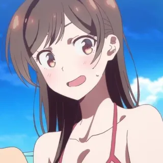 🍫 b8eace94 애니메이션, 여자, 소녀, 만화, 해변, 수영복 whatsapp sticker