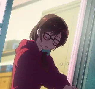 🌷 1e9d5a89 Anime, Vrouw, Bril, Hoodie, Cartoon, Personage, Vrouwelijk telegram sticker