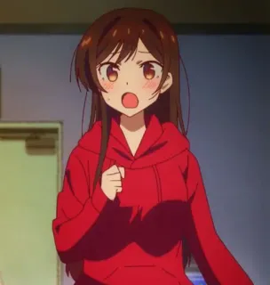 🌸 f96d5628 Chizuru Ichinose Rent-A-Girlfriend Anime, Meisje, Chizuru, Ichinose, Rent-a-Girlfriend, Rode hoodie telegram sticker