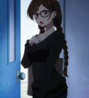 ❤️ f174a7f3 Mizuhara Chizuru Rent-A-Girlfriend アニメ, 女の子, 眼鏡, 三つ編み, キャラクター telegram sticker