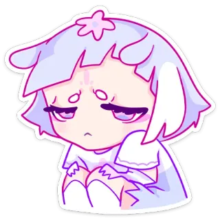 😔 2c77e700 애니메이션 소녀, 슬픈, 귀여운, 치비, 만화, 스티커 telegram sticker