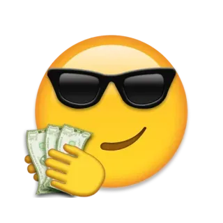😎 0d5a2d81 Geld, Emoji, Sonnenbrille, reich, cool, Bargeld telegram sticker