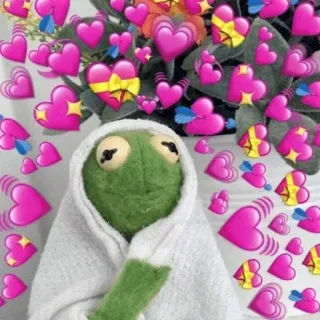 🥰 0a1a8466 Kermit the Frog kermit, żaba, serca, miłość, słodkie, mem telegram sticker