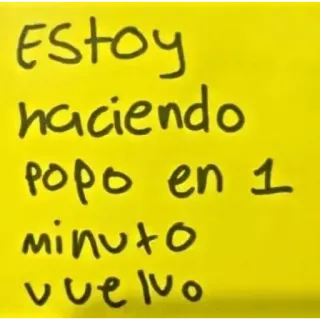 💩 0e64c272 Estoy haciendo popo en 1 minuto vuelvo wiadomość, notatka, hiszpański, łazienka, humor, memo telegram sticker