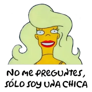 💅 a38d211e NO ME PREGUNTES, SÓLO SOY UNA CHICA Kreskówka, Blond włosy, Kobieta, Wyraz twarzy, Kobieca, Hiszpański, Tekst telegram sticker