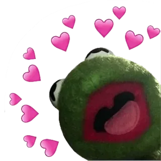 💞 c3372dd8 Kermit kermit, żaba, serca, miłość, słodkie, mem telegram sticker