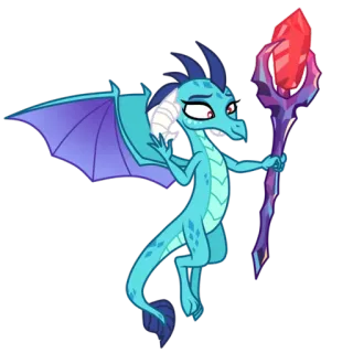 😀 c14a3c34 drago, cartone animato, creatura mitologica, fantasy, magia, bastone telegram sticker