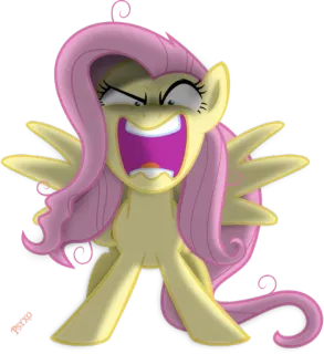 😡 adaa2254 Fluttershy My Little Pony フラッターシャイ, マイリトルポニー, アニメ, 叫び, ポニー, 翼 telegram sticker