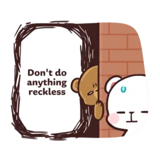 😨 14013ec5 Don't do anything reckless медведи, милый, осторожно, безрассудный telegram sticker
