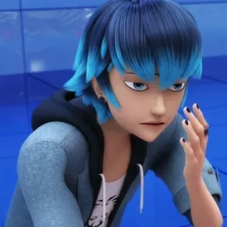 🐍 09a8c367 Luka Couffaine Miraculous Ladybug anime, remaja, rambut biru, Lukacouffaine, kartun whatsapp sticker