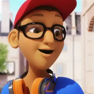 🐢 b59d23b9 Nino Lahiffe Miraculous: Tales of Ladybug & Cat Noir animasi, kartun, remaja, anak laki-laki, headphone whatsapp sticker