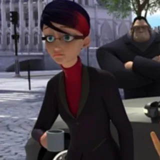 🦚 dd882292 Nathalie Sancoeur Miraculous Ladybug kartun, wanita, serius, rambut merah, kacamata, kepik, miraculous whatsapp sticker