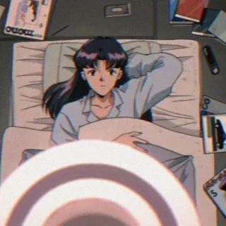 🦋 0c1e566f Misato Katsuragi Neon Genesis Evangelion anime, misato, evangelion, lying down telegram sticker