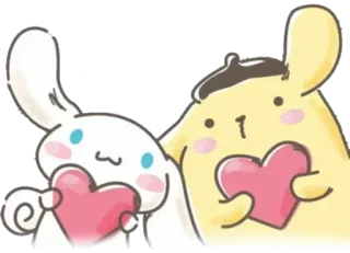 💞 c21a8474 cinnamoroll, pom pom purin, kawaii, sanrio, carino, cuori, amicizia telegram sticker