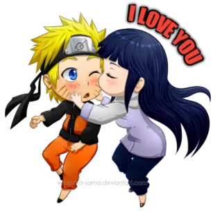 ❤️ 383a0e73 Naruto I LOVE YOU Наруто, Хината, Аниме, Любовь, Милый, Поцелуй whatsapp sticker