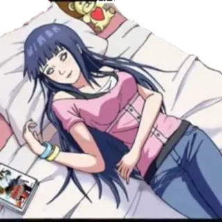 💤 8dc46080 Hinata Naruto аниме, мультфильм, Хината, Наруто, девушка, кровать whatsapp sticker