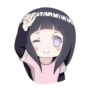 ✌️ be75523f Hinata Hyuga Naruto Хината, Наруто, Аниме, Манга, Персонаж, Знак мира whatsapp sticker