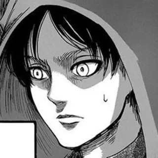 😓 1869c4b4 Eren Yeager Attack on Titan Anime, Mangá, Sério, Com capuz, Personagem whatsapp sticker