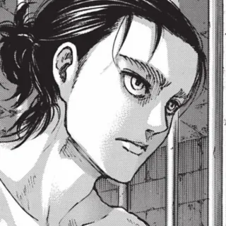 😐 b34e6d8a Eren Yeager Attack on Titan Anime, Mangá, Personagem, Sério, Retrato whatsapp sticker