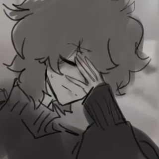 🥢 171e0973 เศร้า, ร้องไห้, ภาพสเก็ตช์, สีเดียว, อารมณ์, สไตล์อนิเมะ telegram sticker