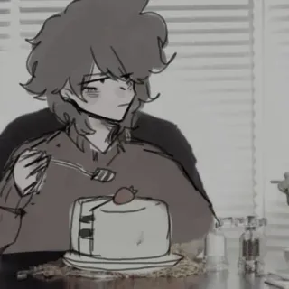 🥢 90a6bd74 คน, เค้ก, กิน, สตรอเบอร์รี่, การ์ตูน, ภาพวาด telegram sticker