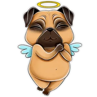 😇 07efe0b8 dog, pug, angel, halo, wings, cute telegram sticker