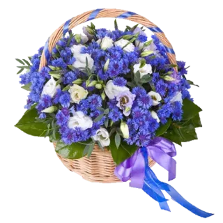 💐 5fe1bff3 bunga, buket, keranjang, rangkaian bunga, bunga biru, bunga putih, dekoratif, hadiah telegram sticker