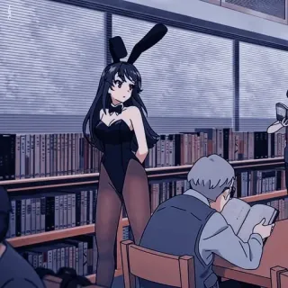 😕 17853702 Mai Sakurajima Rascal Does Not Dream of Bunny Girl Senpai Аниме, Девушка-зайка, Библиотека, Студент, Персонаж telegram sticker