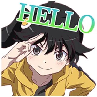 👋 1a5ab6e9 HELLO ciao, saluto, ragazza anime, anime, personaggio, carino, amichevole whatsapp sticker