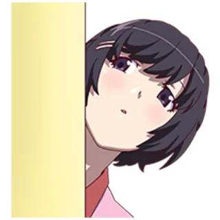 🚪 b67264bd Anime, Ragazza, Carina, Sbirciare, Timida, Ritratto whatsapp sticker