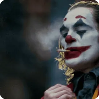 🌟 13b22619 Joker Joker, fumando, cigarrillo, DC Comics, personaje de película, payaso, villano telegram sticker