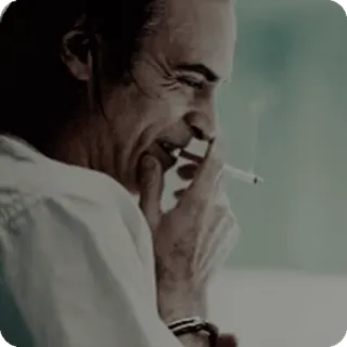 🌟 2929c4d1 fumar, cigarrillo, hombre, retrato, interior telegram sticker