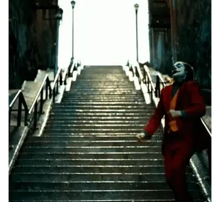 🌟 81e39dc7 Joker joker, película, escaleras, villano, dc comics, payaso telegram sticker