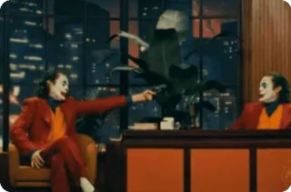 🌟 b14f4123 Joker película, personaje, villano, payaso, pistola, violencia, joker telegram sticker