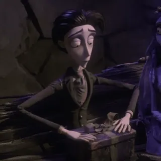 ♣ 1d2f43cd Victor Van Dort Corpse Bride Victor Van Dort, Corpse Bride, animasi, Tim Burton, stop motion, pernikahan telegram sticker