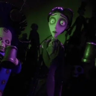 ♣ 61527a54 Victor Van Dort Corpse Bride Corpse Bride, Tim Burton, Film animasi, Gotik, Kerangka, Fantasi, Karakter, Pernikahan telegram sticker