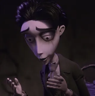 ♣ 7b2dc3fb Victor Van Dort Corpse Bride Corpse Bride, Victor Van Dort, Tim Burton, animasi, gotik, sedih, kartun telegram sticker