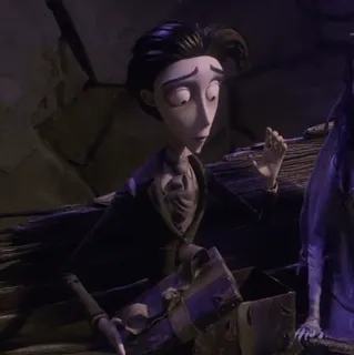♣ 7f648631 Victor Van Dort Corpse Bride Corpse Bride, Victor Van Dort, animasi, kartun, pernikahan, kerangka, gothic, Tim Burton telegram sticker