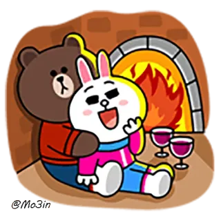 👨 88d4854c Brown Bear, Cony Rabbit 友情, 愛, お祝い, クマ, ウサギ, かわいい, 漫画 telegram sticker