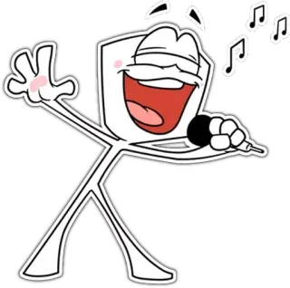 💃 123547d7 singing, music, microphone, cartoon, animation, happy, entertainment telegram sticker