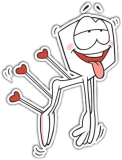 😊 1b71b9cb cartoon, character, funny, tongue, hearts, sticker telegram sticker