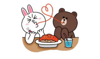 😘 bbfcbfc4 Brown Bear 可爱, 意大利面, 爱, 卡通, 兔子, 熊 telegram sticker