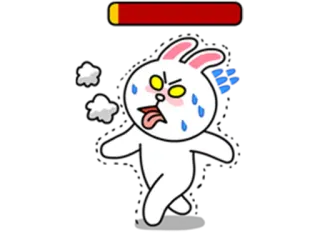 😓 da66d675 Brown 兔子, 生气, LINE FRIENDS, 疲惫, 沮丧, 卡通 telegram sticker