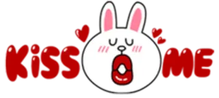 😘 fc04d507 Kiss me 亲吻, 可爱, 卡通, 兔子, 爱, 心 telegram sticker