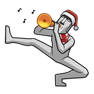 🗿 2d529cbf patung, natal, musik, topi santa, terompet, perayaan, meriah, liburan telegram sticker