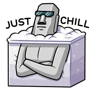 🗿 6857c7b1 JUST CHILL Moai, Patung batu, Santai, Chill, Pulau Paskah, Kacamata hitam telegram sticker