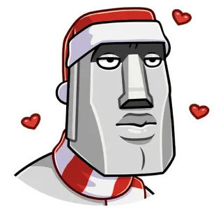 🗿 d75276e9 Moai, Pulau Paskah, Patung, Natal, Topi Santa, Hati telegram sticker